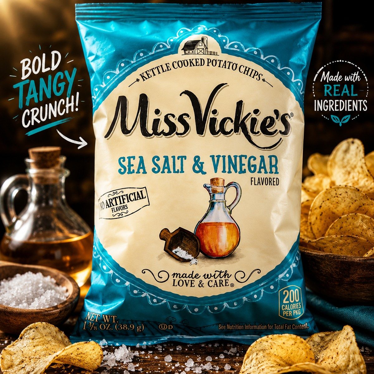 Miss Vickie's Sea Salt & Vinegar Kettle Potato Chips.