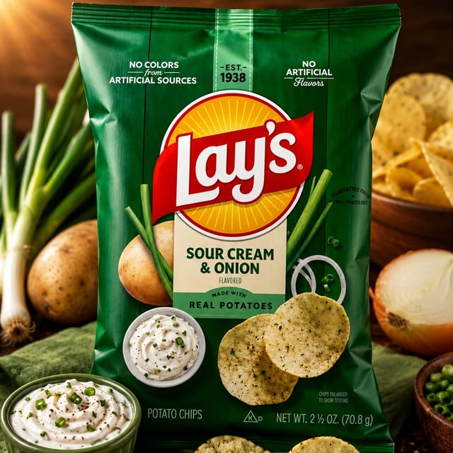 Lay's Sour Cream & Onion Potato Chips.