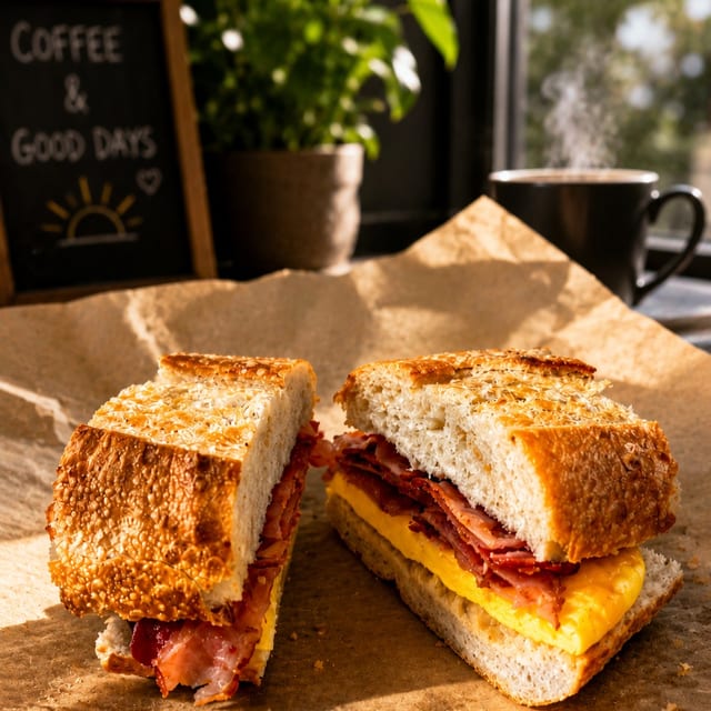 Bacon, Egg & Cheddar.